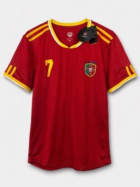 NWT Portugal Soccer Jersey #7 Ronaldo Style Red Yellow Dry Fit XL ⚽🇵🇹